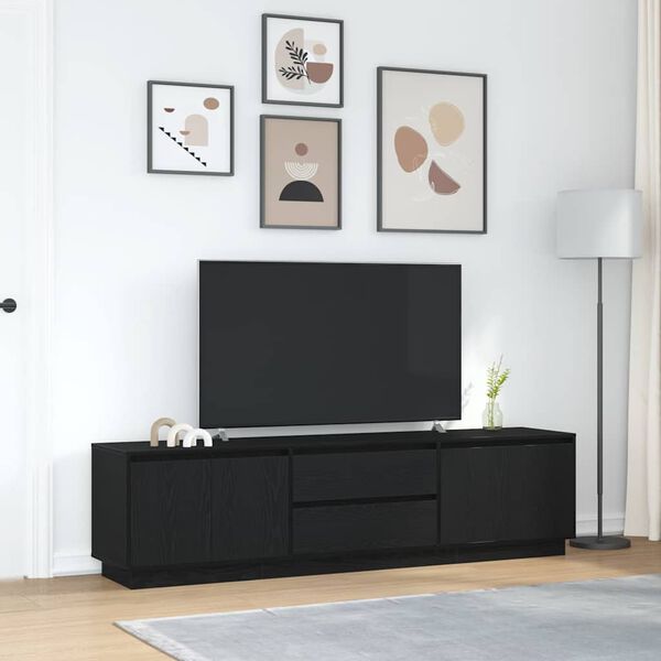 vidaXL tv-skab med LED-lys 193,5x41x50 cm sort-eg