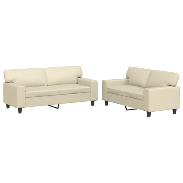 vidaXL sofasæt 2 dele kunstlæder cremefarvet