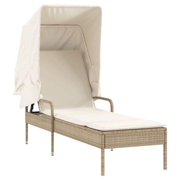 vidaXL loungesofa med baldakin polyrattan beige