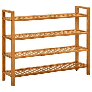 vidaXL skostativ med 4 hylder 100x27x80 cm massivt egetr&aelig;