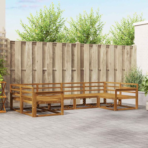 vidaXL Udend&oslash;rs sofagruppe 6 pcs Naturfarvet Massivt Akacietr&aelig;