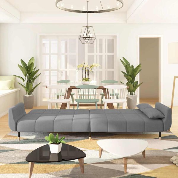 vidaXL 2-personers sovesofa med 2 puder fløjl lysegrå