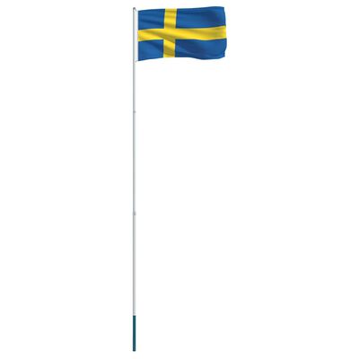 vidaXL Sverige flag og flagstang aluminium 4 m