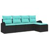 vidaXL Sofa S&aelig;t 5 stk. Sort og turkis polyrattan