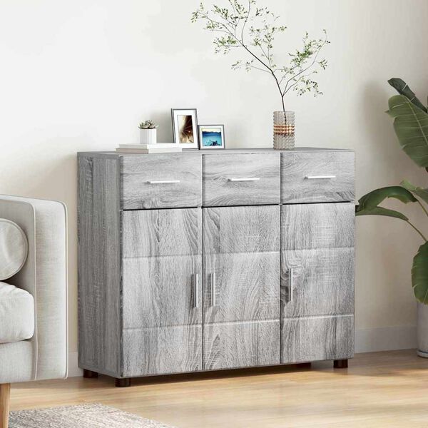 vidaXL Sideboard Gr&aring; Sonoma 88,5 x 30,5 x 73 cm Konstrueret tr&aelig;