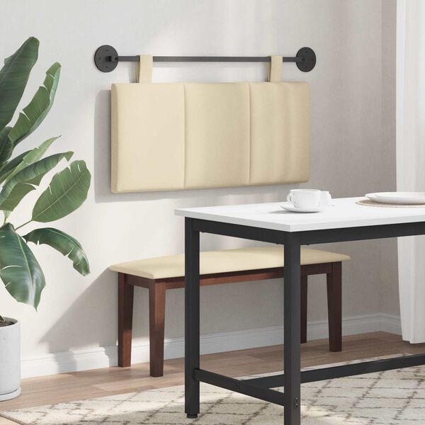 vidaXL H&aelig;ngende Hovedgavl V&aelig;gmonteret Creme 90 x 55 x 5 cm Stof