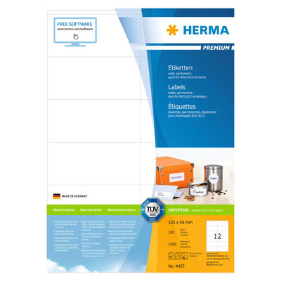 HERMA permanente etiketter PREMIUM A4 105x48 mm 100 ark