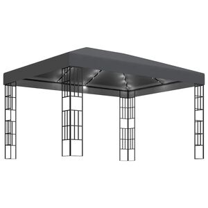 vidaXL pavillon med LED-lysk&aelig;der 3x4 m antracitgr&aring;