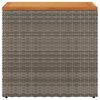 vidaXL havesidebord med trætop 58x27,5x55 cm polyrattan grå