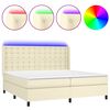vidaXL kontinentalseng med LED-lys 200x200 cm kunstl&aelig;der cremefarvet