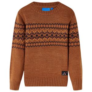 vidaXL Sweater til b&oslash;rn str. 92 strikket cognacfarvet