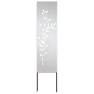 vidaXL Have privatliv sk&aelig;rm Blomstret S&oslash;lv 32 x 140 cm Rustfrit st&aring;l