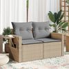 vidaXL 2-personers havesofa med hynder polyrattan beige