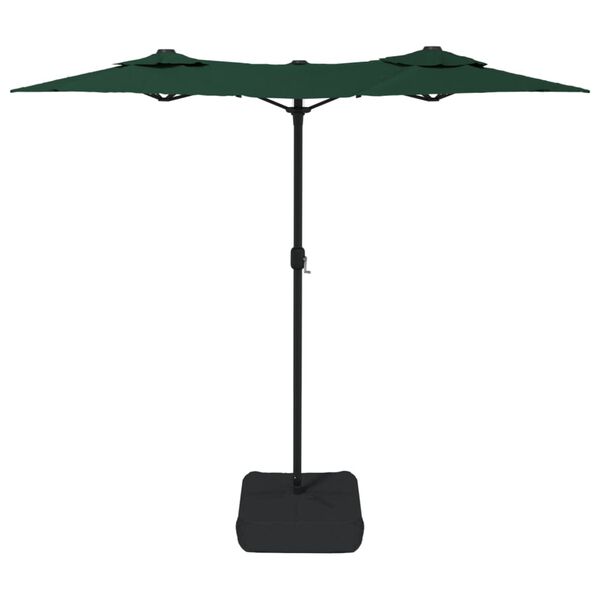 vidaXL parasol m. dobbelt parasoldug 316x145 cm grøn