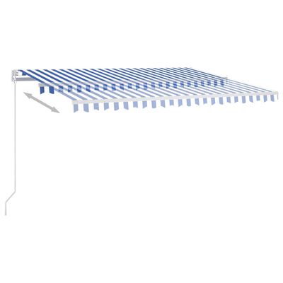 vidaXL markise m. LED + vindsensor 4,5x3,5 m automatisk blå og hvid