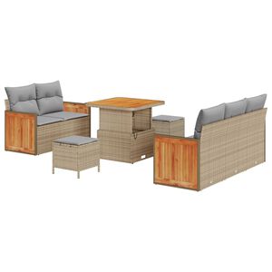 vidaXL Havesofa S&aelig;t med pude 10 pcs Beige og lys gr&aring; polyrattan