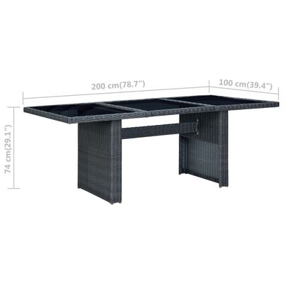 vidaXL udendørs spisebordssæt 7 dele med hynder polyrattan mørkegrå