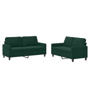 vidaXL sofas&aelig;t 2 dele med hynder velour m&oslash;rkegr&oslash;n