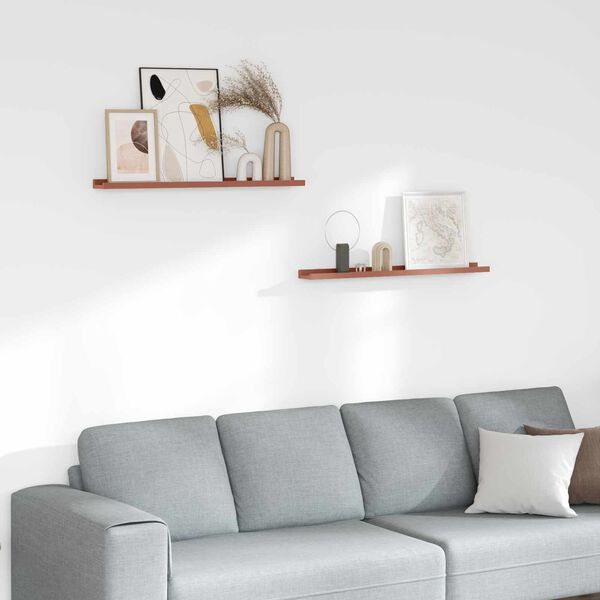 vidaXL V&aelig;ghylde med hylde 2 pcs R&oslash;d 80 x 9 x 3 cm Konstrueret tr&aelig;