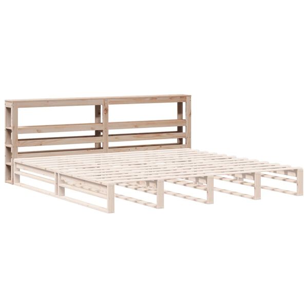 vidaXL sengegavl med hylder 200 cm massivt fyrretr&aelig;