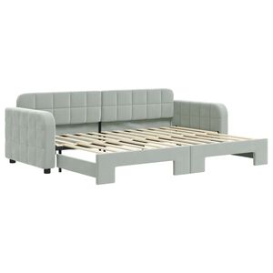 vidaXL daybed med udtr&aelig;k 80x200 cm velour lysegr&aring;