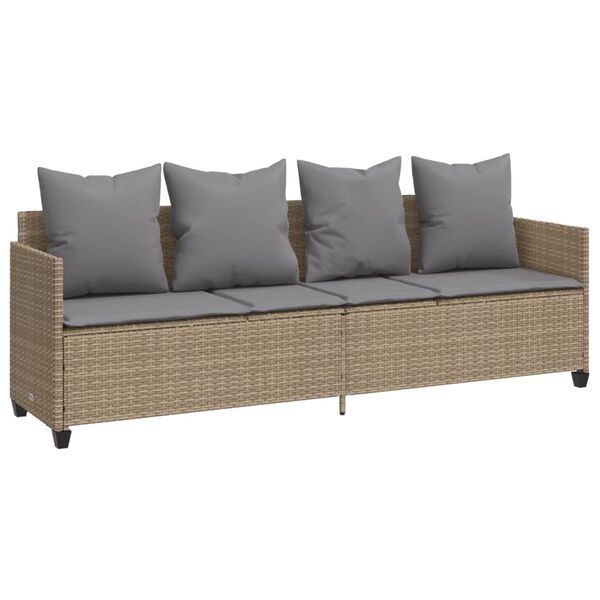 vidaXL loungesofa med hynder polyrattan beige