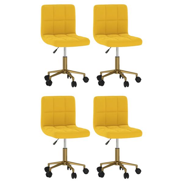 vidaXL drejelige spisebordsstole 4 stk. fl&oslash;jl sennepsgul