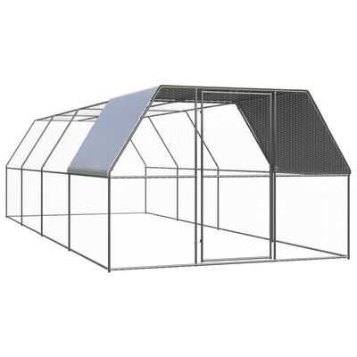 vidaXL udendørs hønsegård 3x8x2 m galvaniseret stål