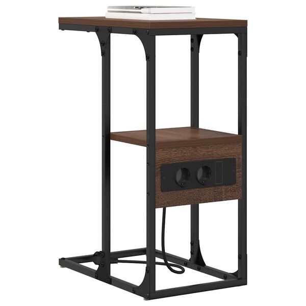 vidaXL Natskab med skuffe Brun eg 41.5 x 26 x 60.5 cm Konstrueret træ