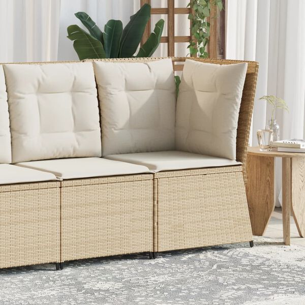 vidaXL hjørnemodul til havesofa med hynder polyrattan beige