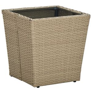 vidaXL tebord 41,5x41,5x44 cm polyrattan og h&aelig;rdet glas beige