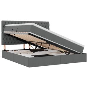 vidaXL Seng med opbevaring og madras M&oslash;rkegr&aring; 180 x 200 cm Polyester