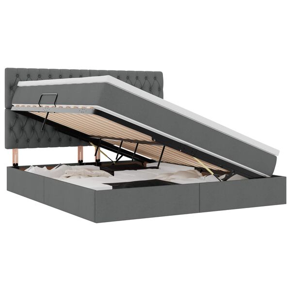 vidaXL Seng med opbevaring og madras M&oslash;rkegr&aring; 180 x 200 cm Polyester