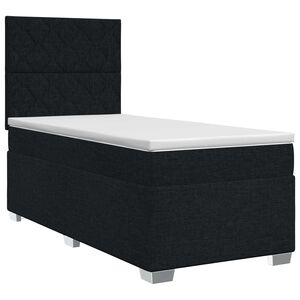 vidaXL Boxmadras med topmadras med hovedg&aelig;rde Sort 80 x 200 cm Stof
