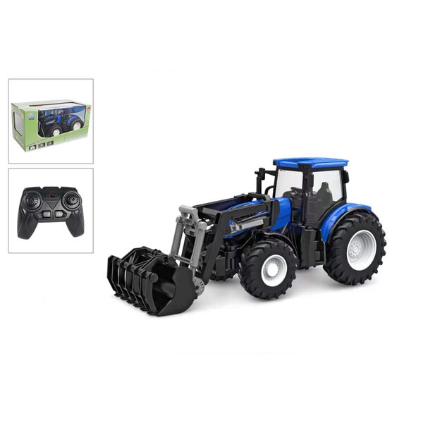 Kids Globe fjernstyret traktor 27 cm 2,4 GHz bl&aring; og sort