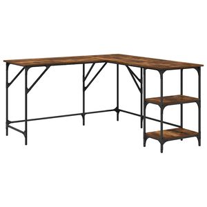 vidaXL skrivebord 139x139x75 cm konstrueret tr&aelig; r&oslash;get egetr&aelig;sfarve