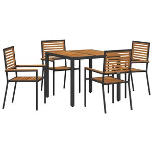 vidaXL Have Spisebordss&aelig;t 5 stk. Sort og Brunt polyrattan