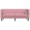 vidaXL 2-personers Chesterfield-sofa med bolsterpuder fløjl pink