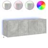 vidaXL v&aelig;gh&aelig;ngte tv-borde 2 stk. med LED-lys 60x35x41 cm betongr&aring;