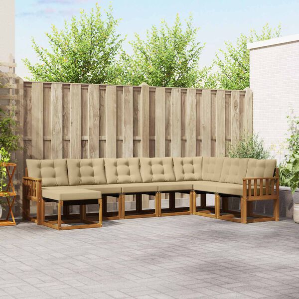 vidaXL Udend&oslash;rs sofagruppe med pude 8 pcs Naturlig og Beige