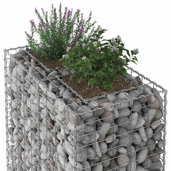 vidaXL Gabion h&oslash;jbed S&oslash;lv 90 x 50 x 150 cm Galvaniseret st&aring;l