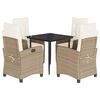 vidaXL spisebordss&aelig;t til haven 5 dele med hynder polyrattan beige