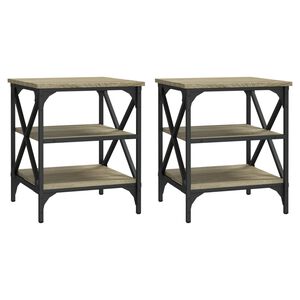 vidaXL sideborde 2 stk. 40x42x50 cm konstrueret tr&aelig; sonoma-eg