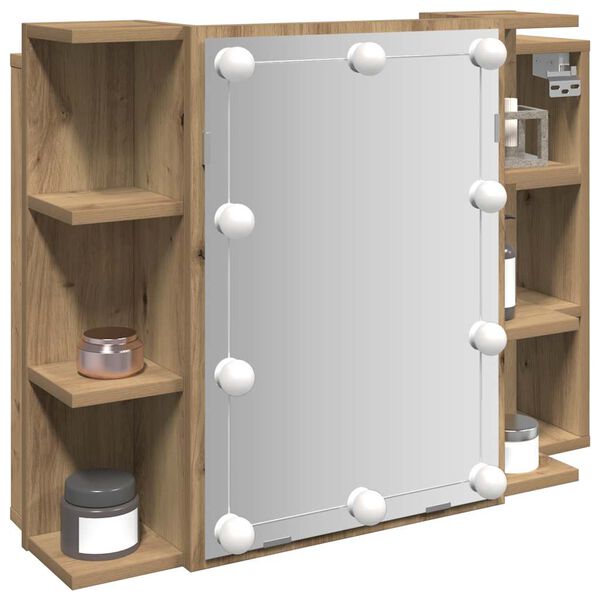 vidaXL spejlskab med LED-lys 70x16,5x60 cm kunsteg