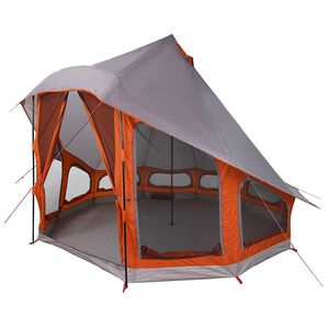 vidaXL Tipi telt med tag Gr&aring; og orange 404 x 370 x 270 cm taft