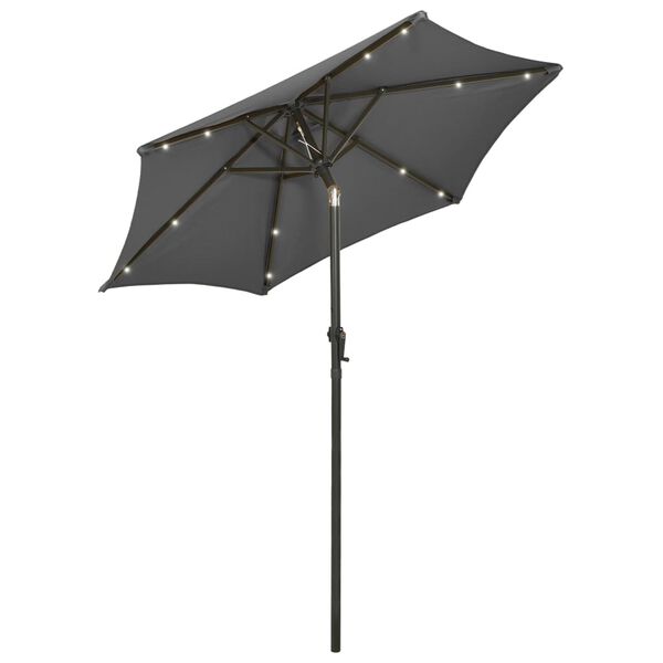 vidaXL parasol med LED-lys 200x211 cm aluminium antracitgrå