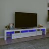vidaXL tv-skab med LED-lys 230x36,5x40 cm hvid h&oslash;jglans