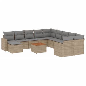 vidaXL havesofas&aelig;t 12 dele med hynder polyrattan beige