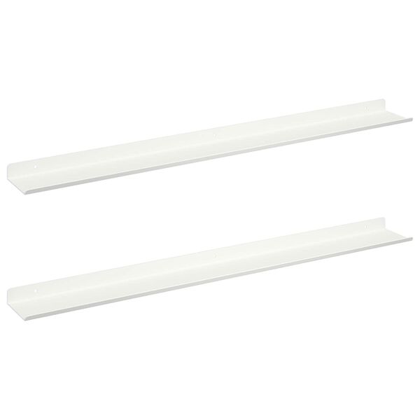 vidaXL Sv&aelig;vende hylde V&aelig;gmonteret 2 pcs Hvid 80 x 9 x 2,5 cm St&aring;l