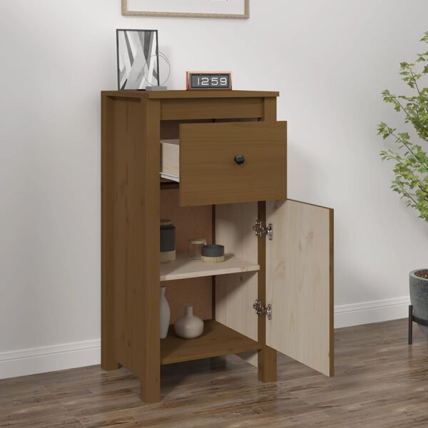 vidaXL skænk 40x35x80 cm massivt fyrretræ gyldenbrun